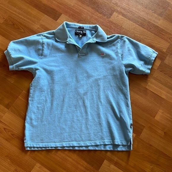 Colo Wear light blue men’s polo shirt with pink bear symbol Size Medium - Picture 2 of 5